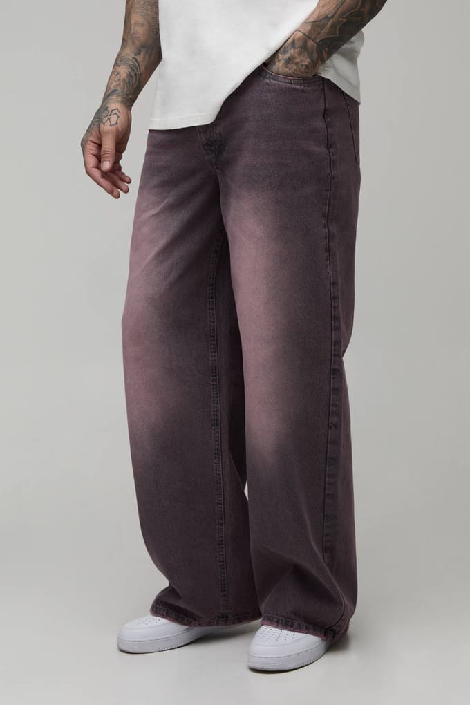 Lange Baggy Getinte Jeans | Pink | Size 32