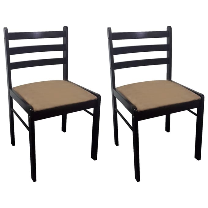 vidaXL - Eetkamerstoelen - 2 - st - massief - rubberwood - en - fluweel - bruin