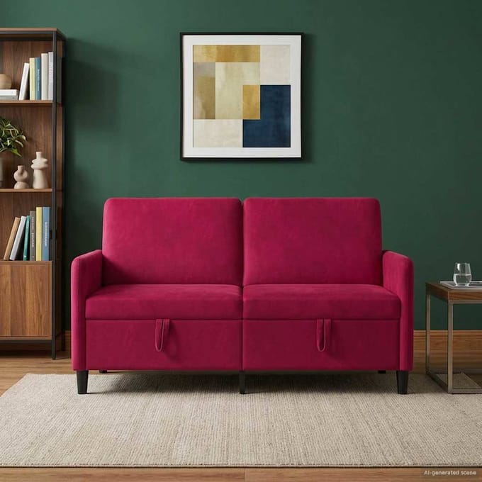 vidaXL - Sofa - met - Opbergruimte - Wijnrood - 152 - x - 78 - x - 87 - cm - Polyester