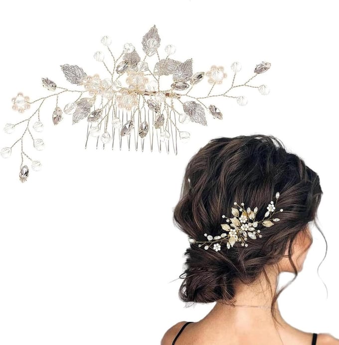 Elegante Bruidshaarkam met Parel en Kristal - Gouden Haaraccessoire voor Bruiloft en Feest