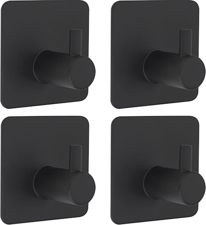 Zelfklevende hangers - 3M plakstrip - Zwart - 4 stuks