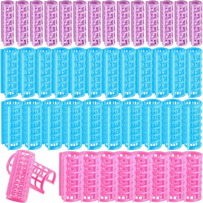Plastic Haarrollers Set van 44 Stuks - Zelfklevende Krulrollers voor Haarstyling zonder Hitte in 4 Maten voor Thuisgebruik
