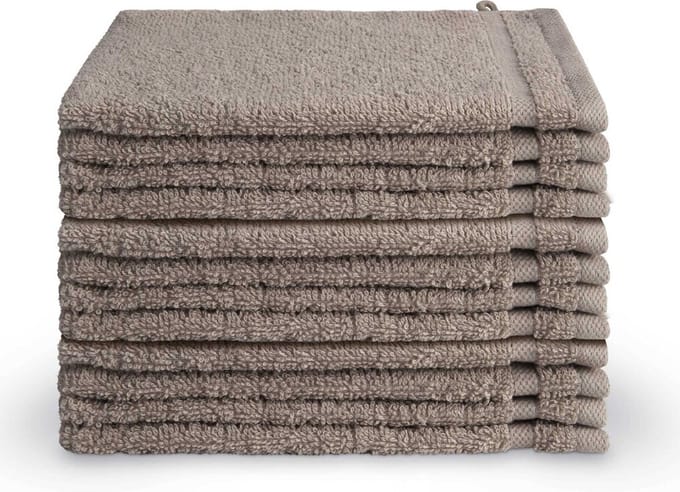 Byrklund washandjes 12 stuks - Hotelkwaliteit - 16x21 - Taupe
