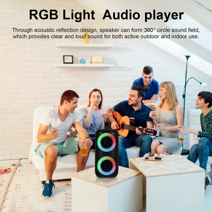 A85 RGB-licht draagbare luidspreker buiten draagbare kaartluidspreker dubbele hoorn vierkantsdansradio zwart