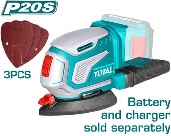Total Tools Multischuurmachine 125mm - 20V - Driehoekig + rond - Losse body incl. 3x schuurpapier
