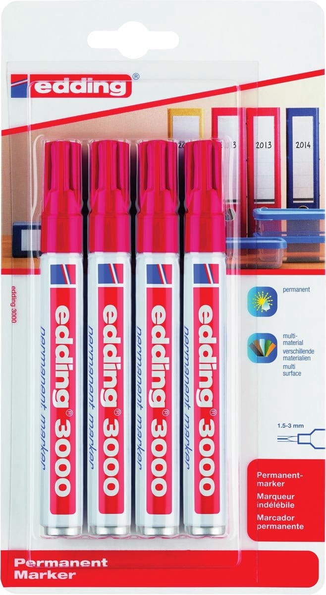 Viltstift edding 3000 rond 1.5-3mm rood | 10 stuks