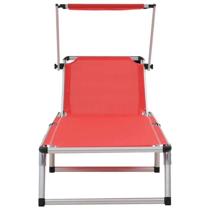vidaXL - Ligbedden - inklapbaar - met - dak - 2 - st - aluminium - en - textileen - rood