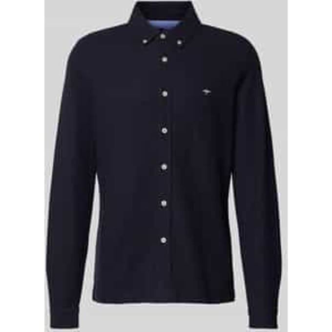 Fynch-Hatton Overhemd Uni Color Button Down Polo Feel Premium Cotton Navy / male