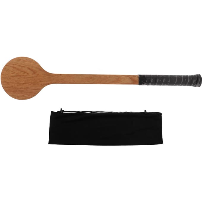 Cuillère à pointeur de tennis en bois, raquette d'entraînement au swing, avec sac de rangement black