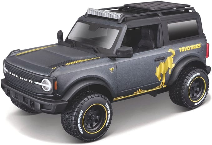 Maisto Ford Bronco - Modelauto - Schaal 1:24 - Donker Grijs/Geel