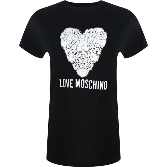 Love Moschino T-shirt Met Hartjesprint In Zwart