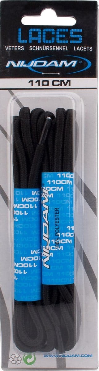 Nijdam Veters Rond - 110 cm - 1 Paar - Zwart
