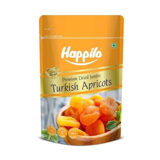 Abricots turcs séchés de qualité supérieure Happilo, 200 g orange