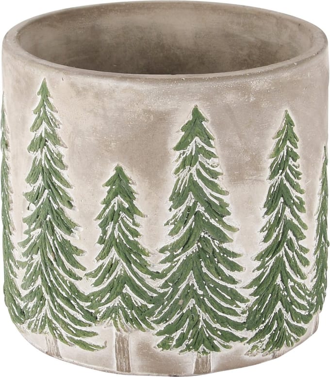 Dekoratief | Bloempot 'Pine Tree Forest', cement, 14x14x13cm | A245832