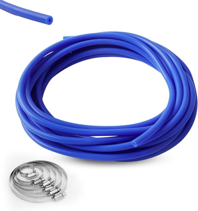 Allecto plus - 6 meter onderdrukslang auto, vacuüm siliconen slang met klemmen - Blauw