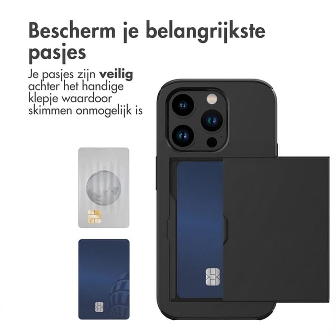 imoshion Hoesje met Pasjeshouder - Geschikt voor Apple iPhone 15 Pro - Zwart