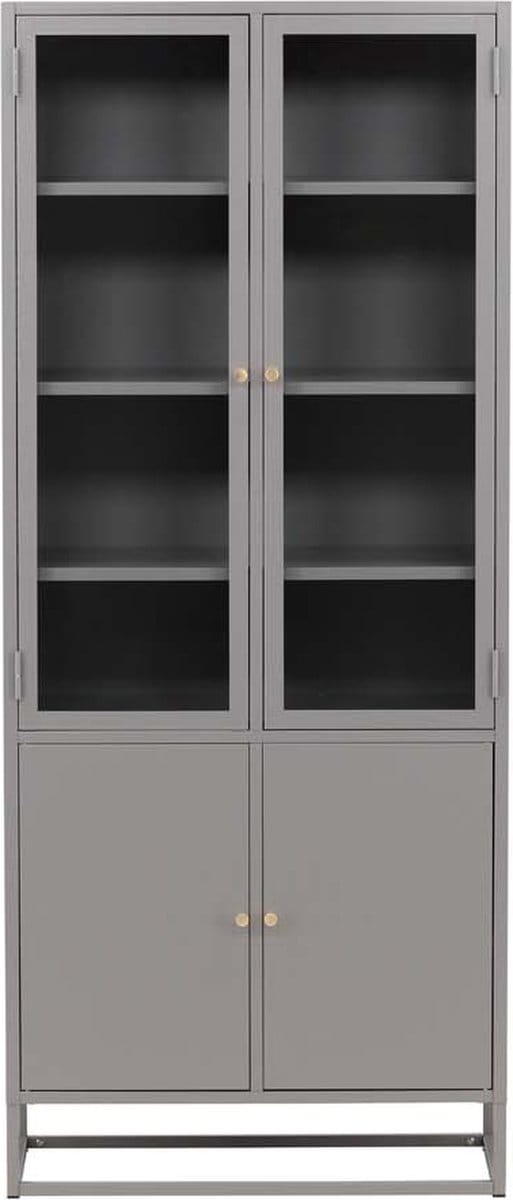 Bakal vitrinekast 2 glazen deuren, 2 deuren lichtgrijs.