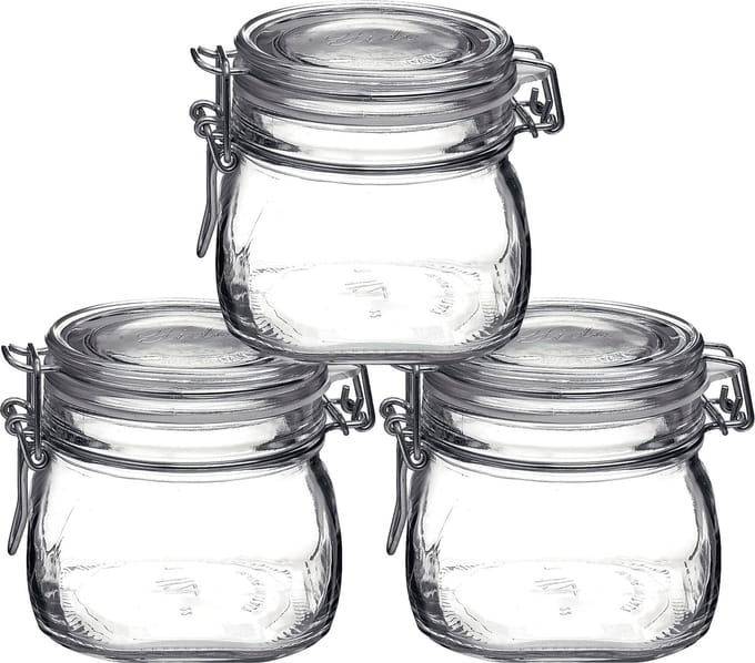 Bormioli Rocco Voorraad/weckpot - 4x stuks - glas - transparant - 10 x 10 cm - 500 ml