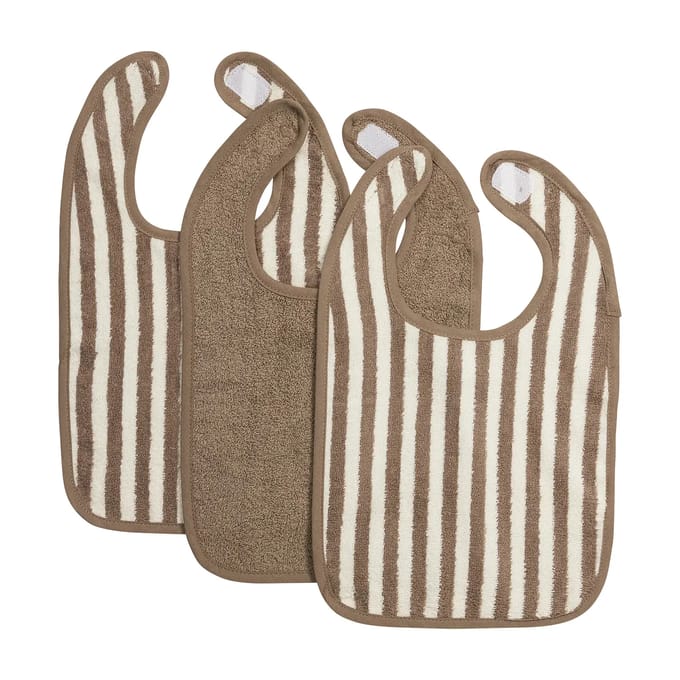 Meyco Baby Fat Stripe Slab - 3-pack - Jacquard Badstof - Taupe