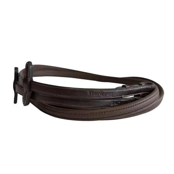 ThinLine - Full Wrapped Engelse Teugels - Anti-Slip Grip - Stud Haak zonder Stops - 54"/137cm - Donker Bruin