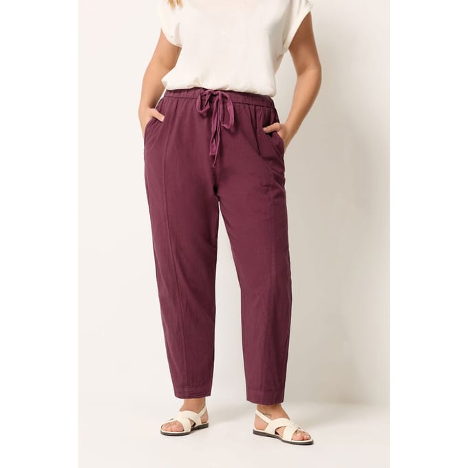 Yours Rode Broek Met Barrelpijpen Van Koel Katoen Size 44
