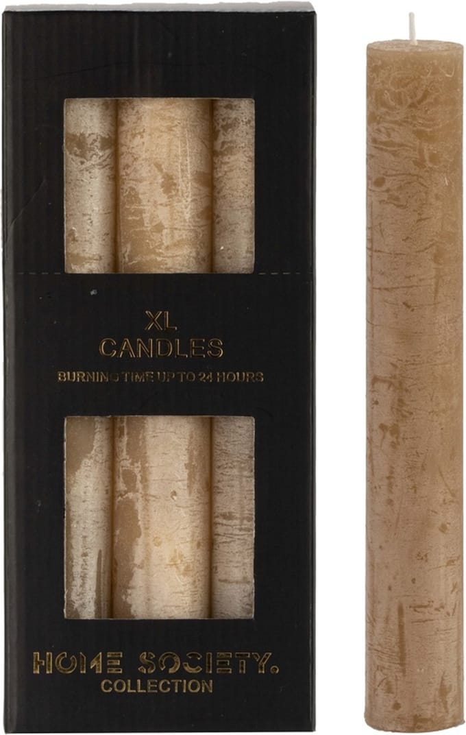 Home Society Extra brede XL Dinerkaarsen Sand Set/9 stuks ∅ 3,5 cm
