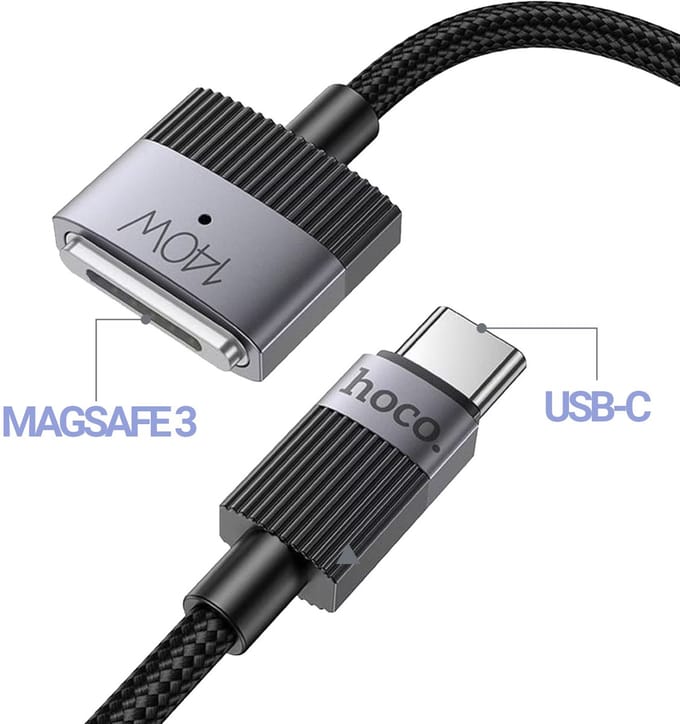 Hoco - 140W USB C Kabel Geschikt voor MacBook MagSafe 3 - 1.8 Meter - Zwart