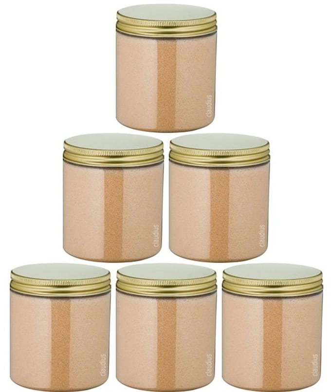 Scrubzout Appel-Kaneel 300 gram - Pot met gouden deksel - set van 6 stuks - Hydraterende Lichaamsscrub