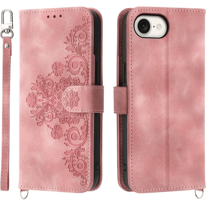 Comfycase Apple iPhone 16e/17e Zacht Boek Hoesje met Gravure Roze