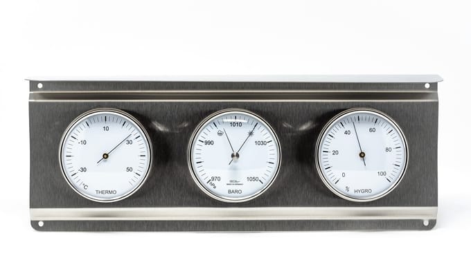 Fischer - RVS Weerstation Buiten - Analoog - Barometer, Thermometer & Haarhygrometer