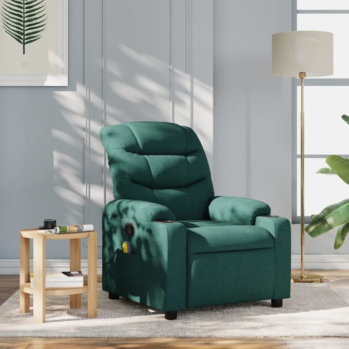vidaXL - Massagestoel - met - donkergroene - stof
