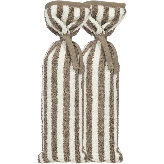 Meyco Kruikenzak - Badstof Jacquard Fat Stripe - Taupe - 2-pack