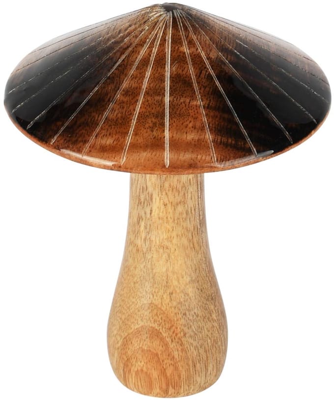 Dekoratief | Paddenstoel 'Carousel', bruin/naturel, hout, 12x12x15cm | A258409