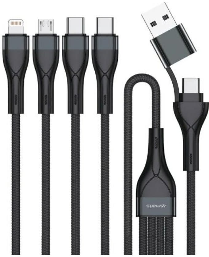 4Smarts Kabel Usb-C Usb-A 4In1 1,2M Voor Telefoons Tablets Snel Opladen