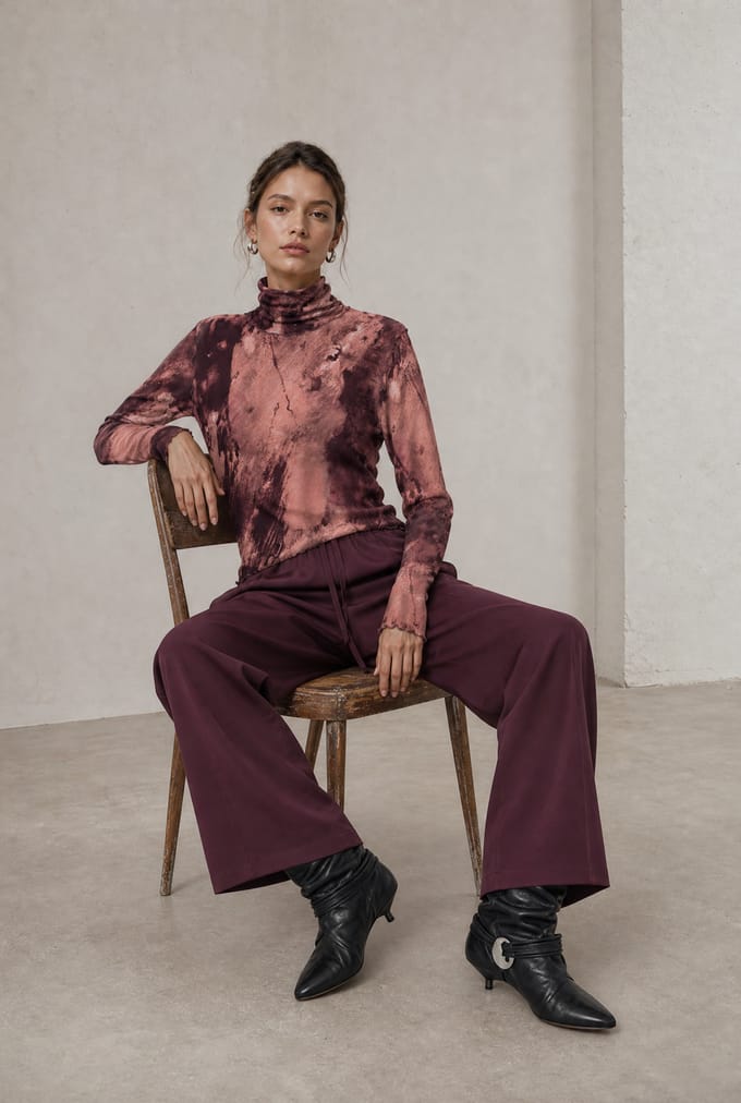 Janice allover print top | Allover Bordeaux - Allover Bordeaux / M
