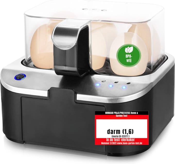 RVV® Eierkoker electrisch - Eierkoker - Eierkoker met timer - Zwart - ‎19cm x 18cm x 15cm