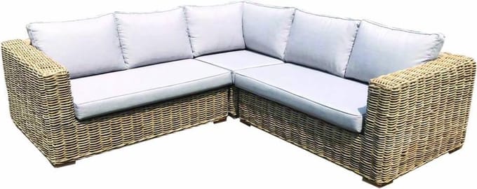 Serva hoek loungeset 3-delig naturel rotan