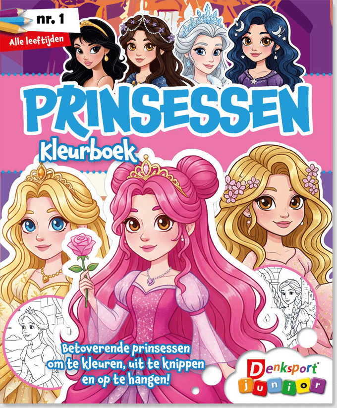 Denksport Junior Puzzelboek - Prinsessen kleurboek, editie 1