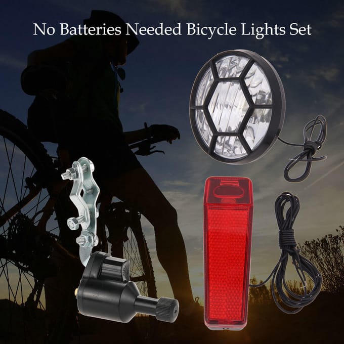 Vélo vélo sécurité Dynamo lumière arrière phare ensemble aucune batterie nécessaire 2