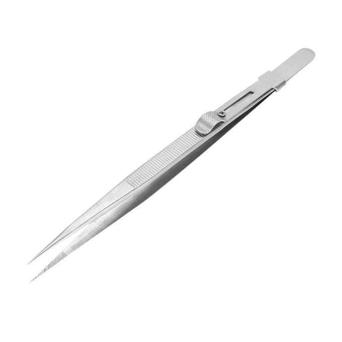 Adjustable NOn magnetic Jewelry Diamond Tweezer Stainless Steel Lock Capture Nipper white