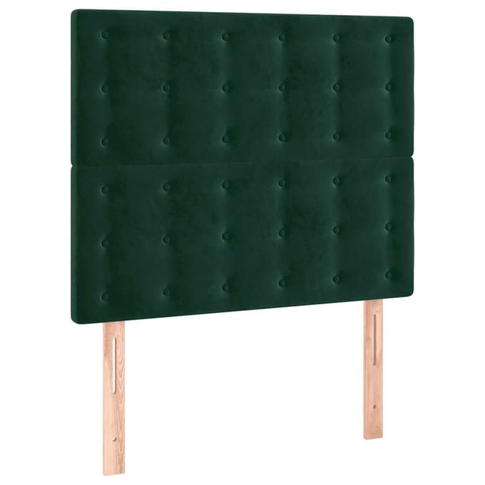 vidaXL - Hoofdbord - LED - 90x5x118/128 - cm - fluweel - donkergroen