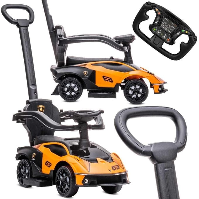 Duwauto voor kinderen, Loopauto vanaf 1 jaar met duwstang, kinderauto Essenza SCV12, Aauto kinderen (Oranje)