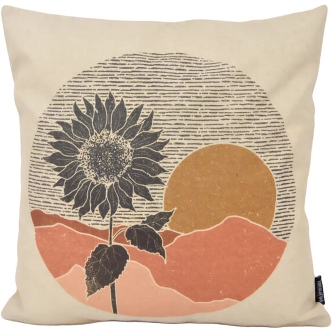 Gek op kussens! Sierkussen sunflower circle | 45 x 45 cm | katoen/linnen