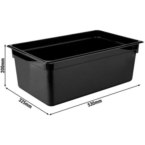 GGM Gastro (6 Stück) Polycarbonat-Behälter GN 1/1 - Schwarz - Höhe: 200mm Zwart