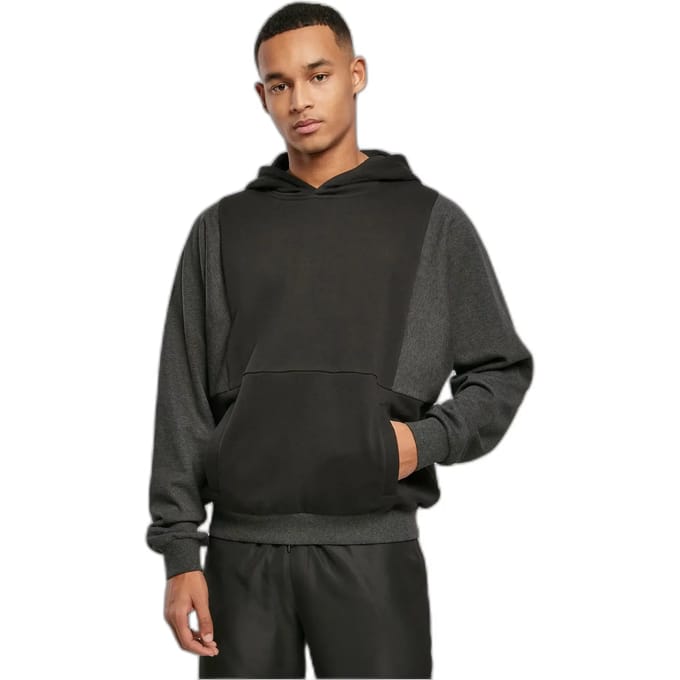 Urban Classics - Cut On Sleeve Hoodie/trui - S - Zwart/Grijs