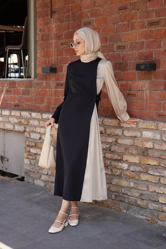 Touché Privé - Jurk in contrastkleuren - Zwart - Dames