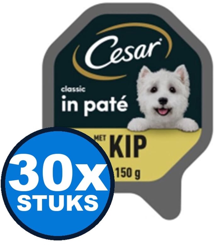 30x Cesar Classic - Pate met Kip - Hondenvoer - 150g