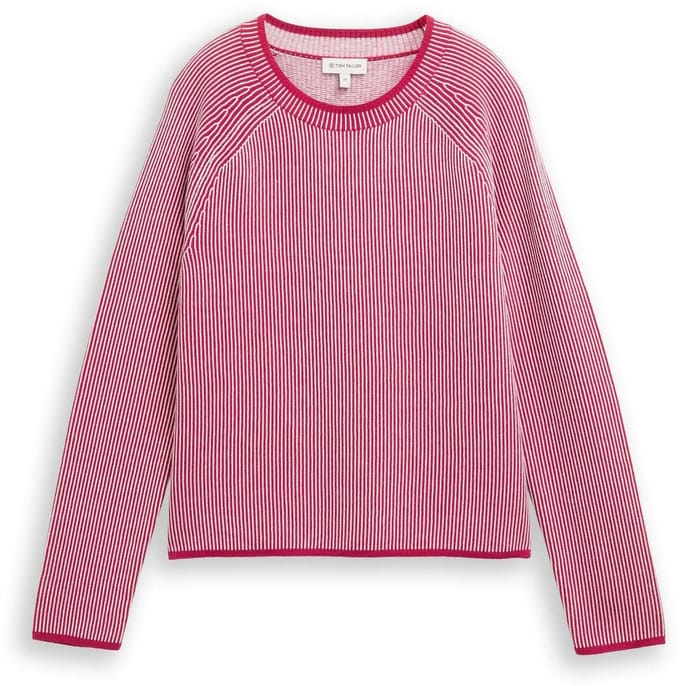 Tom Tailor - Gebreide trui met ronde hals - Maat S - pink plaited knit