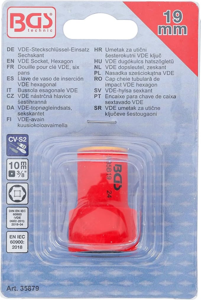 BGS VDE dopsleutel, zeskant - 3/8 - 19 mm