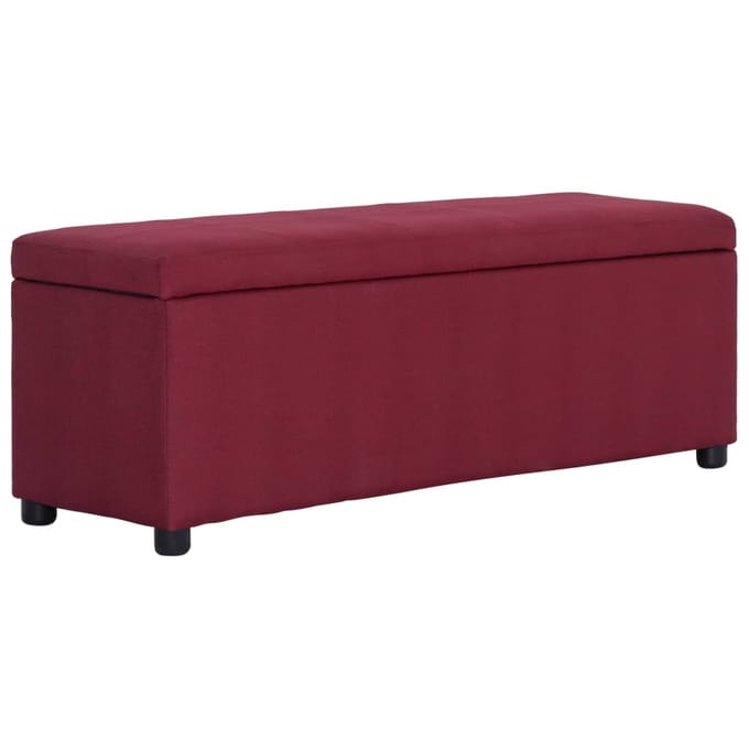vidaXL - Bankje - met - opbergvak - 116 - cm - polyester - wijnrood